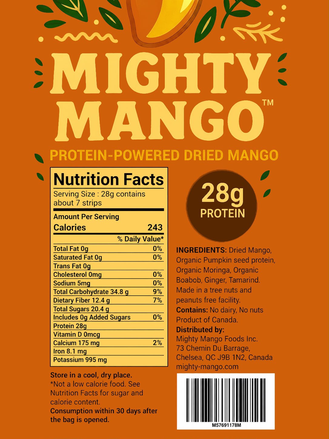 Mighty Mango — Small — back of pack